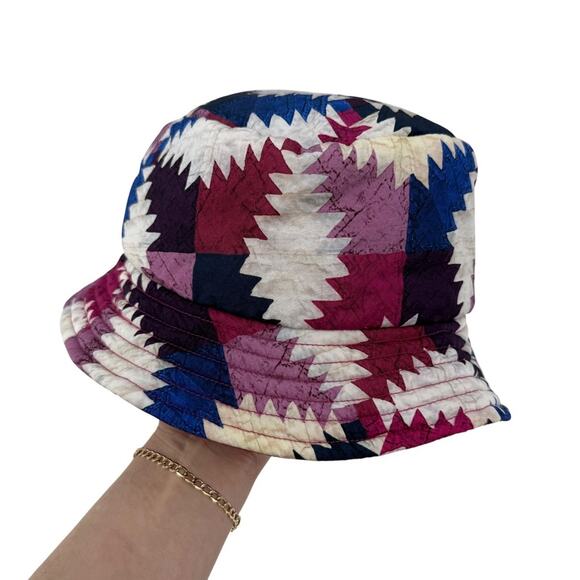 Isabel Marant Reversible Multicolor Haley Bucket Hat Patchwork White Pink EUC